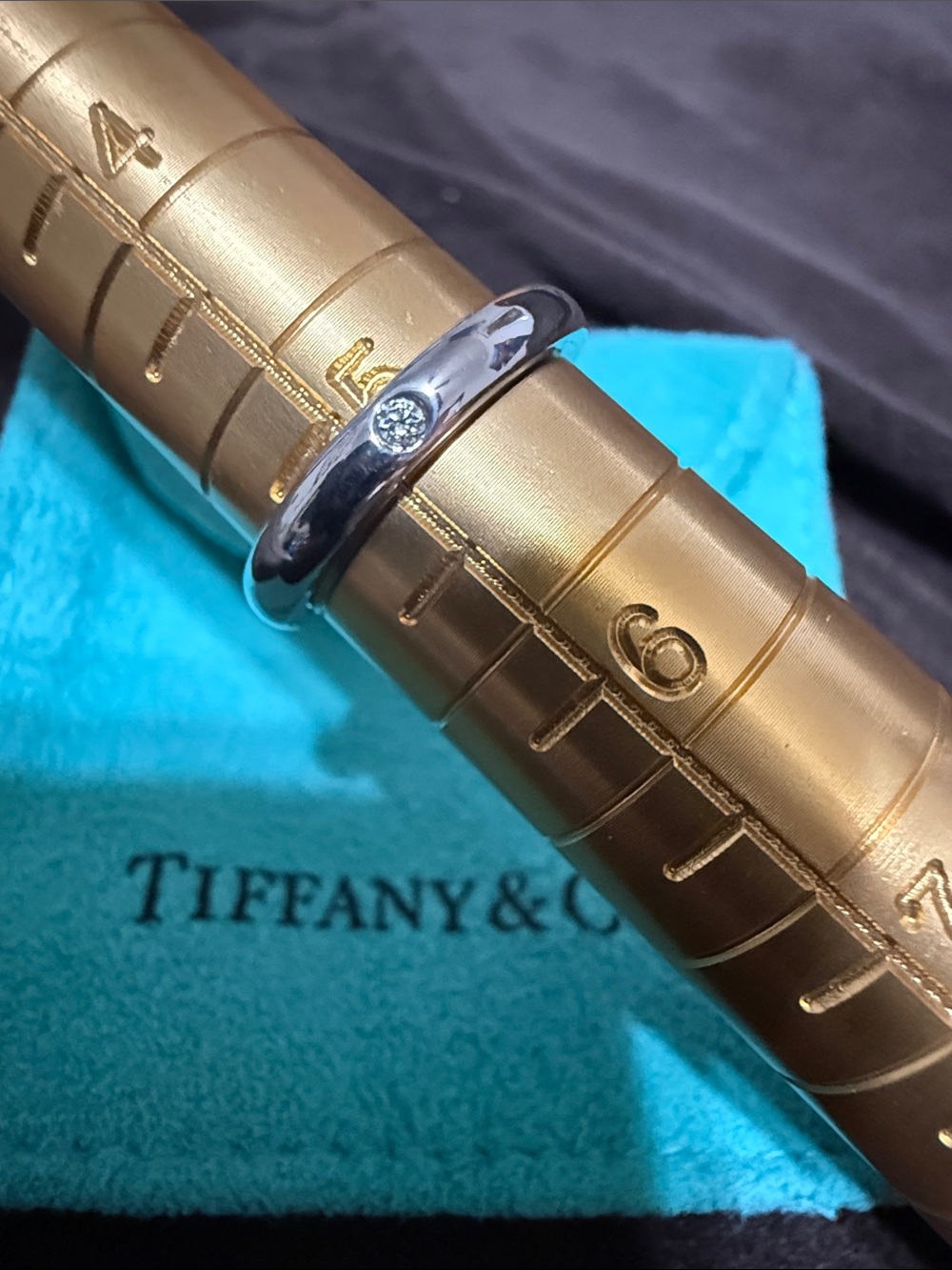 Tiffany & Co. Elsa Peretti Platinum Band with Diamond PT950 size 5.25